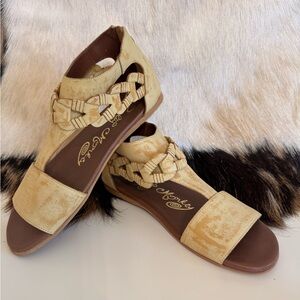 naughty monkey Women's Tan Braided Strap Open-Toe Sandals